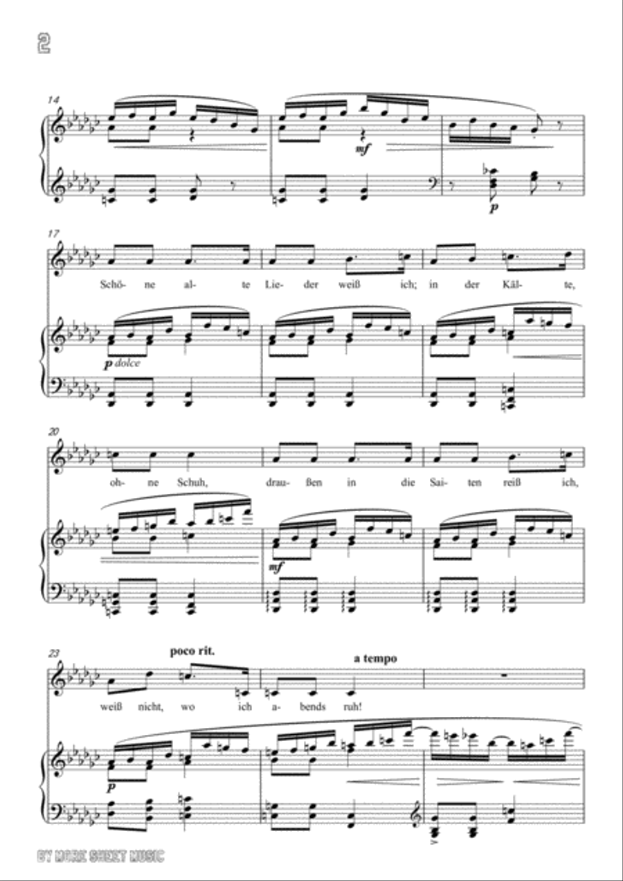 Wolf-Der Musikant in G flat Major,for Voice and Piano Voice Solo scores gallery preview page 4