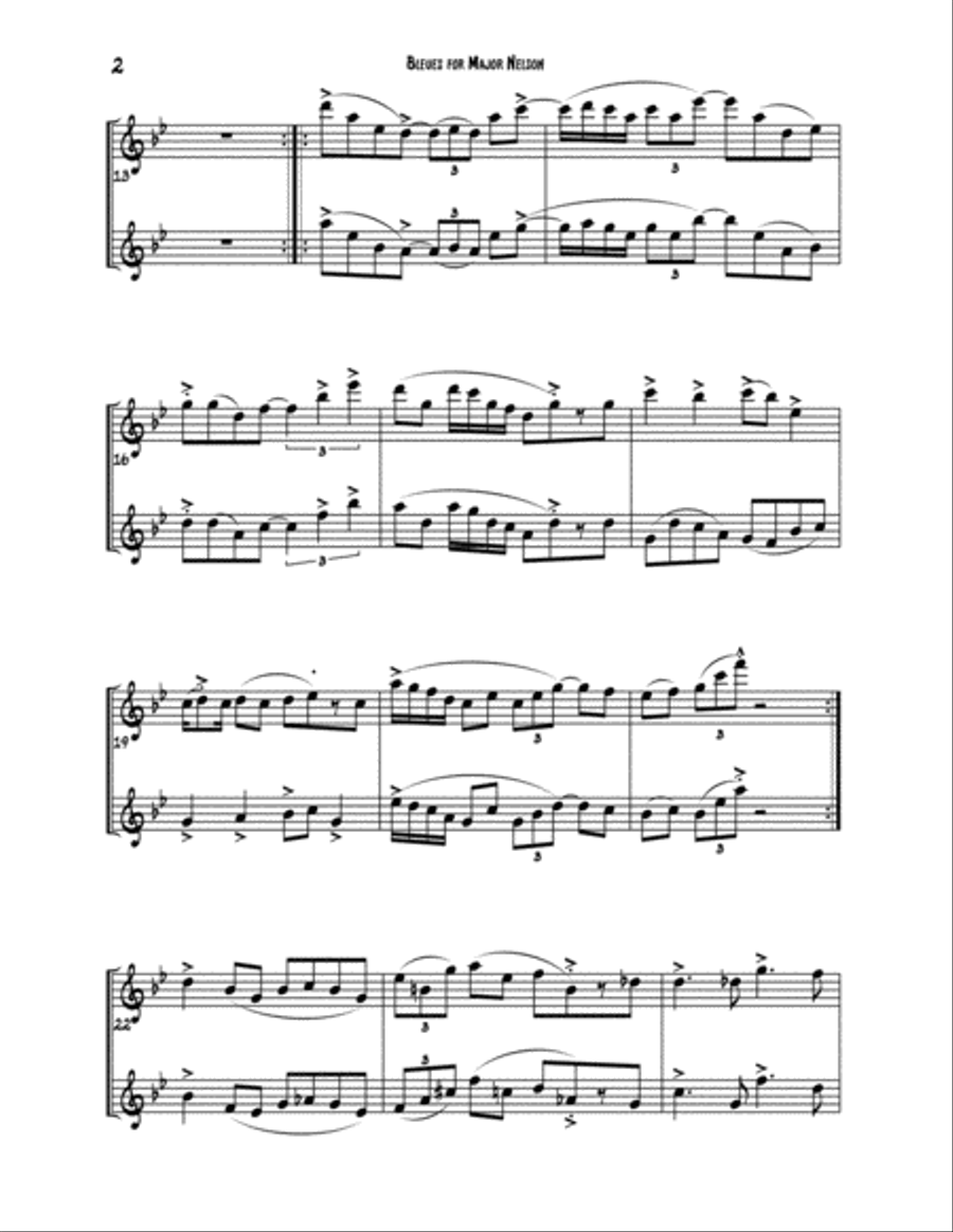Bleueses for Major Healy (Duet for C Instruments) Large Ensemble scores gallery preview page 2