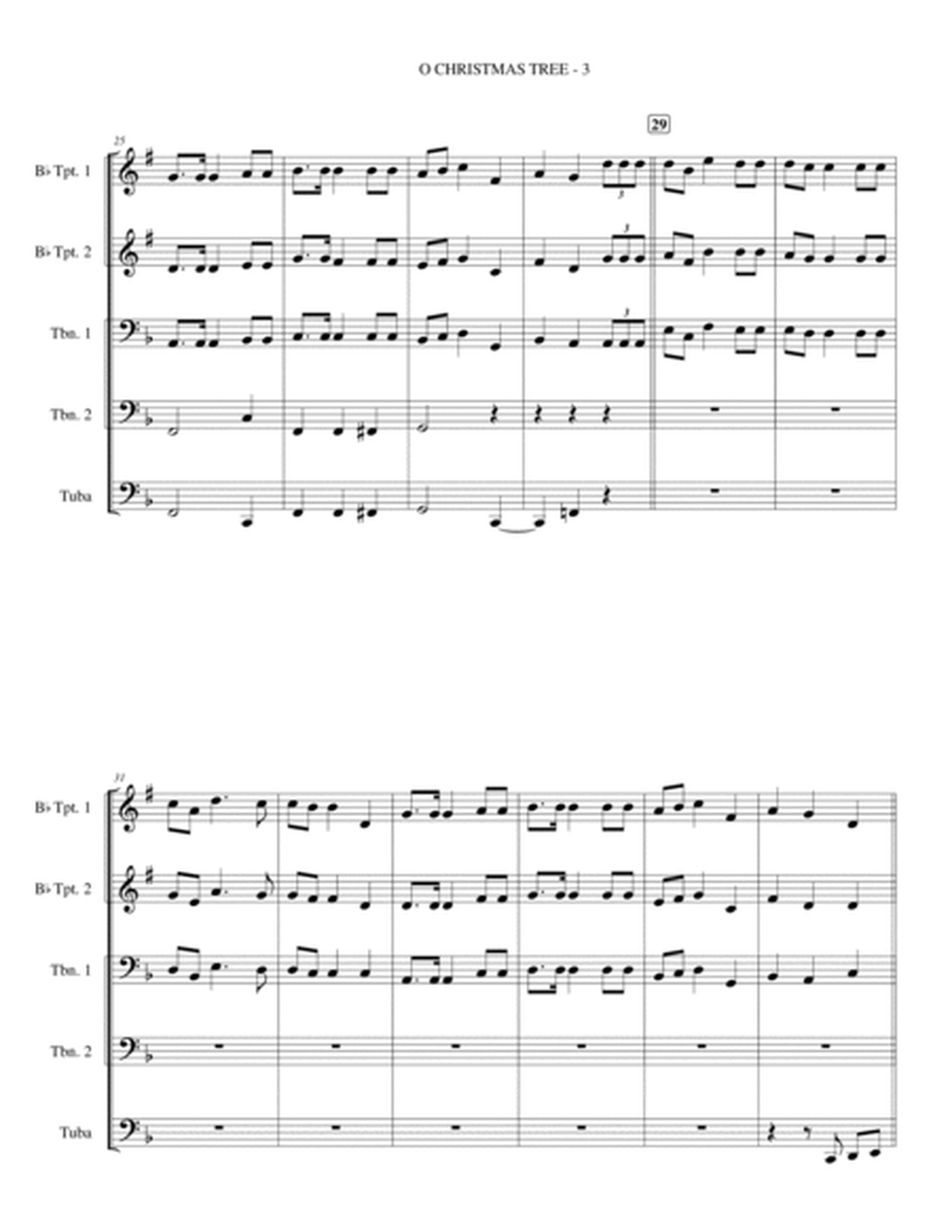 O Christmas Tree (O Tannenbaum!) - 2 Trumpet, 2 Trombone, Tuba (Brass Quintet) image number null