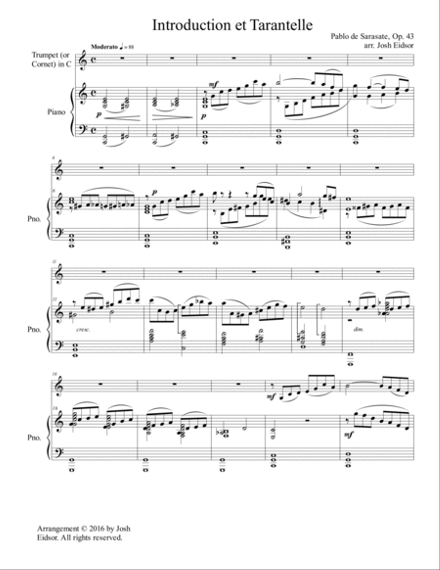 Introduction et Tarantelle (Sarasate) Trumpet Duet scores gallery preview page 2
