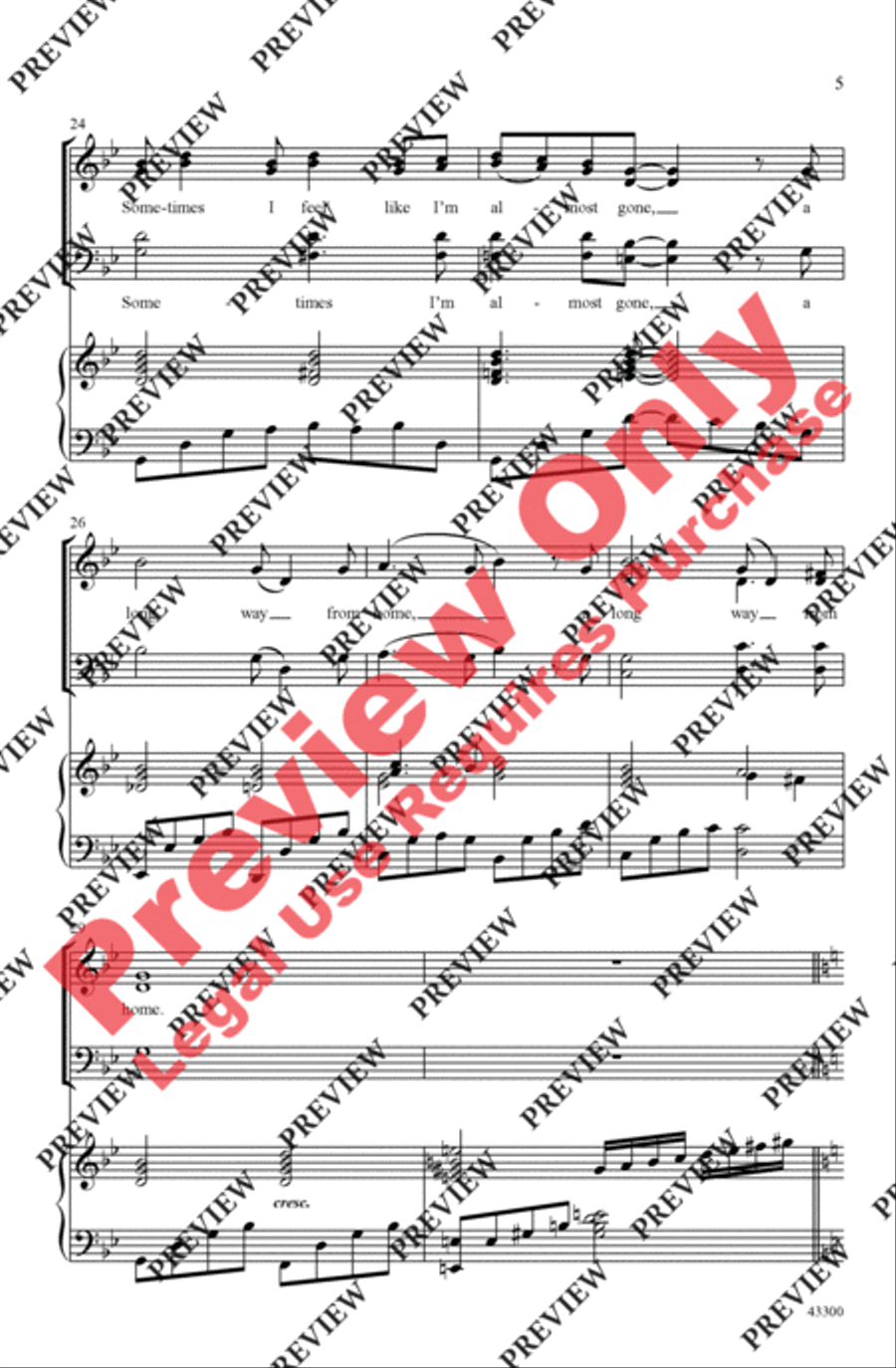 Sometimes I Feel Like a Motherless Child 4-Part scores gallery preview page 5