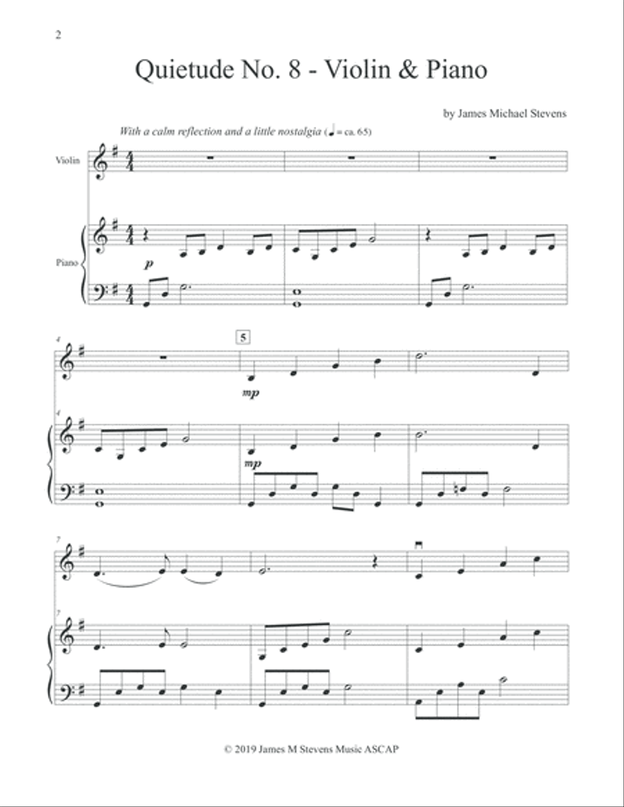 Quietude No. 8 - Violin & Piano Violin Solo scores gallery preview page 2