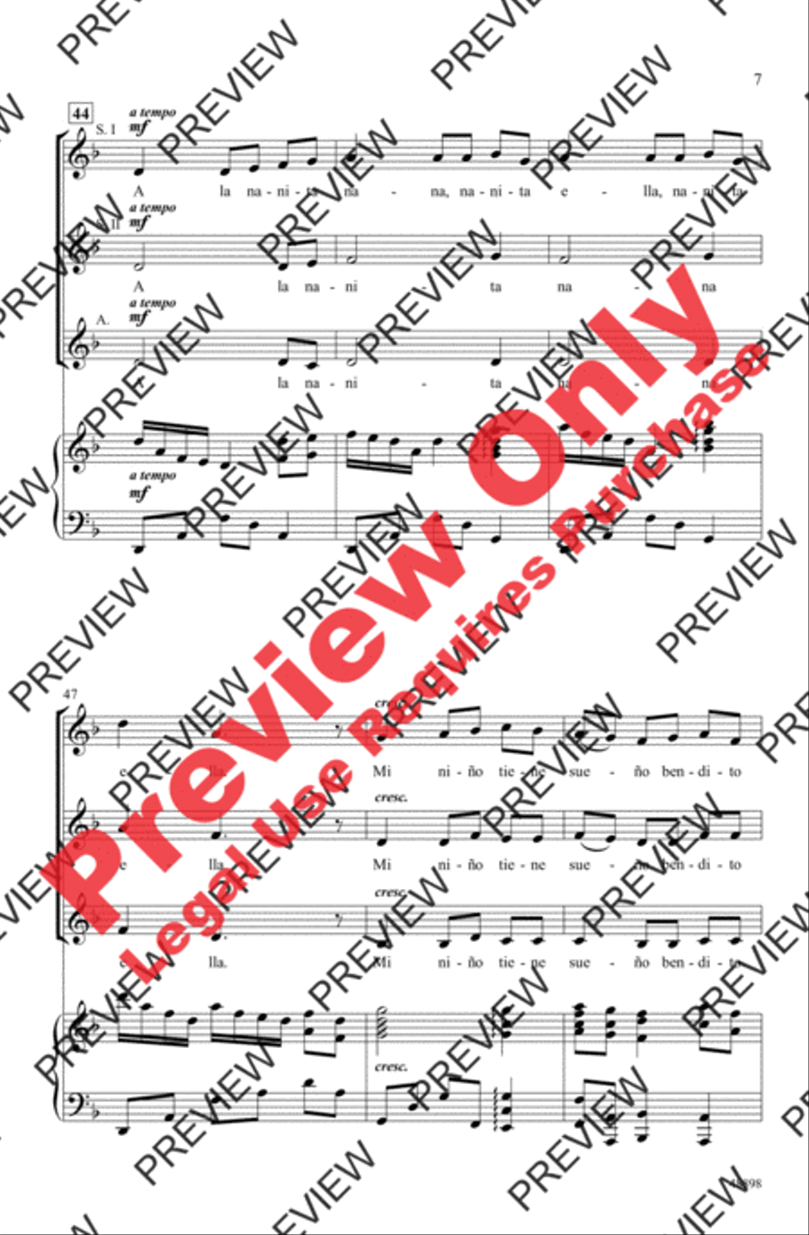 A La Nanita Nana A La Nanita Nana Women's Choir scores gallery preview page 7