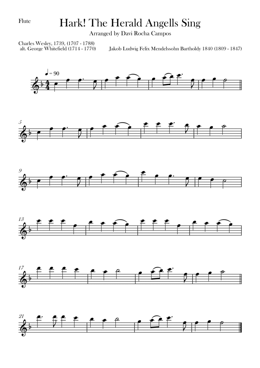 Hark! The Herald Angells Sing Flute Solo scores gallery preview page 1