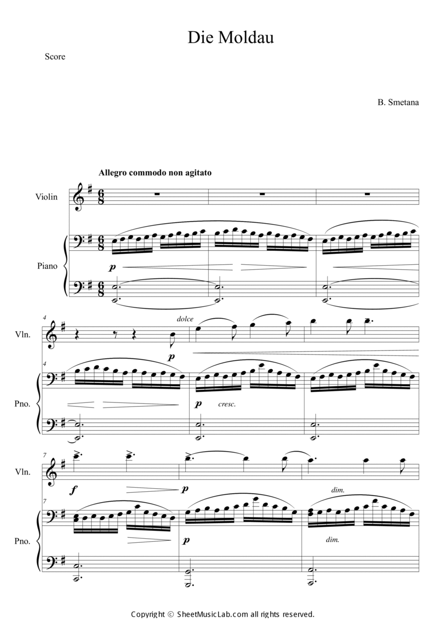 Die Moldau Die Moldau Violin Solo scores gallery preview page 1