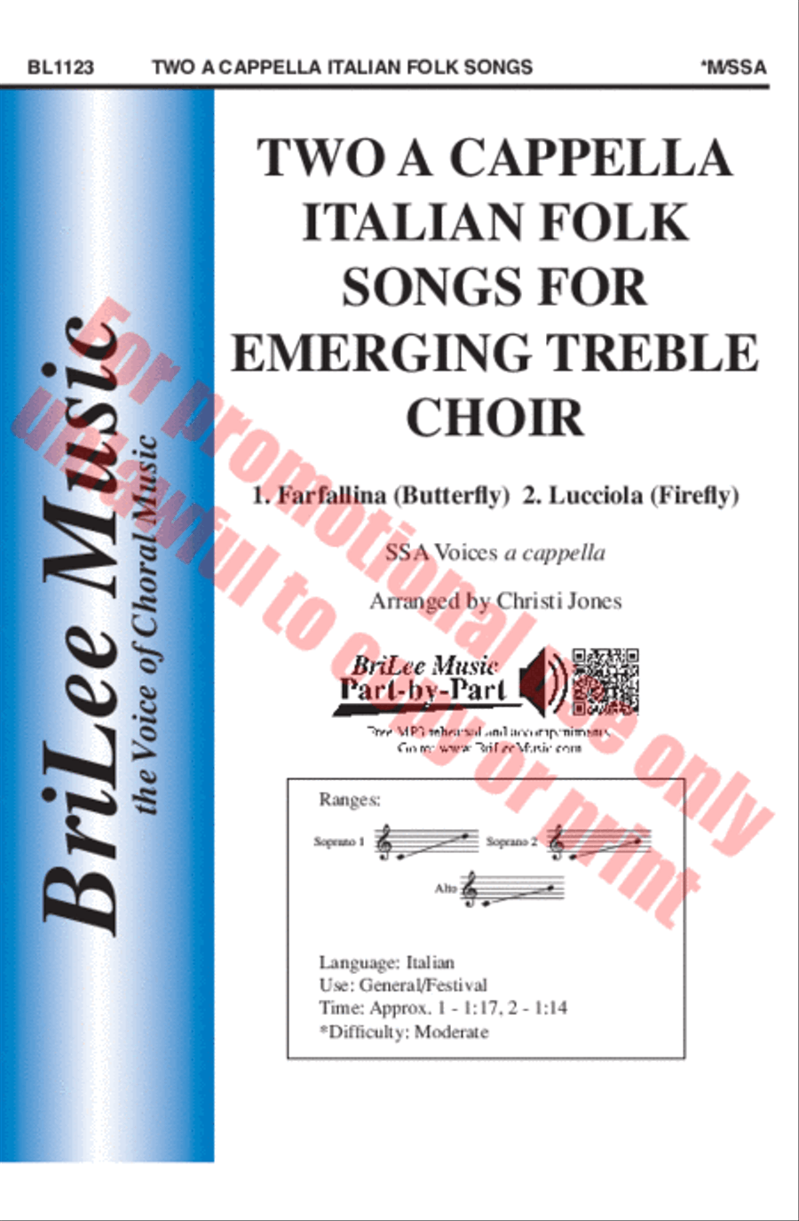 Two A Cappella Italian Folk Songs for Emerging Treble Choir SSA scores gallery preview page 2