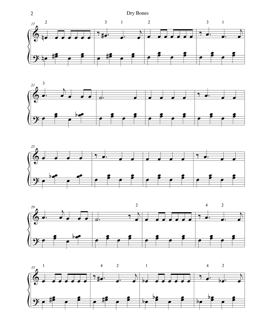 Dry Bones (Dem Bones/Them Bones) - for early-intermediate piano Easy Piano scores gallery preview page 2
