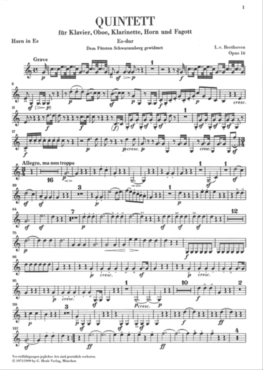 Quintet for Piano and Wind Instruments in E-flat Major, Op. 16 Bassoon scores gallery preview page 4