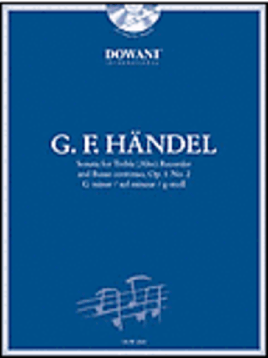 Handel: Sonata in G Minor, Op. 1, No. 2 for Treble (Alto) Recorder and Basso Continuo Recorder scores gallery preview page 1