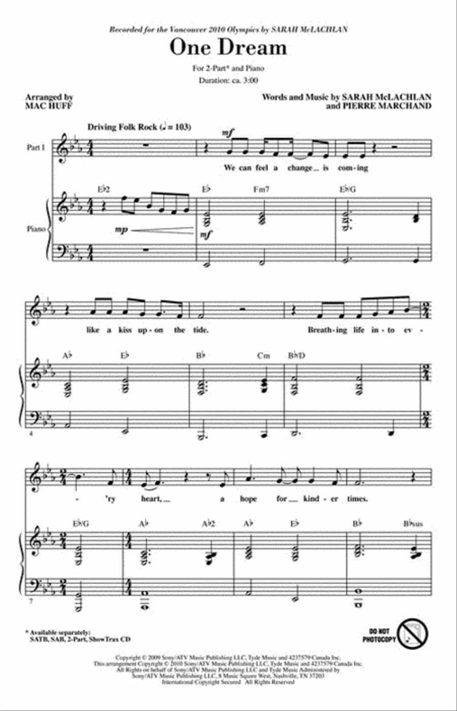 One Dream 2-Part scores gallery preview page 2
