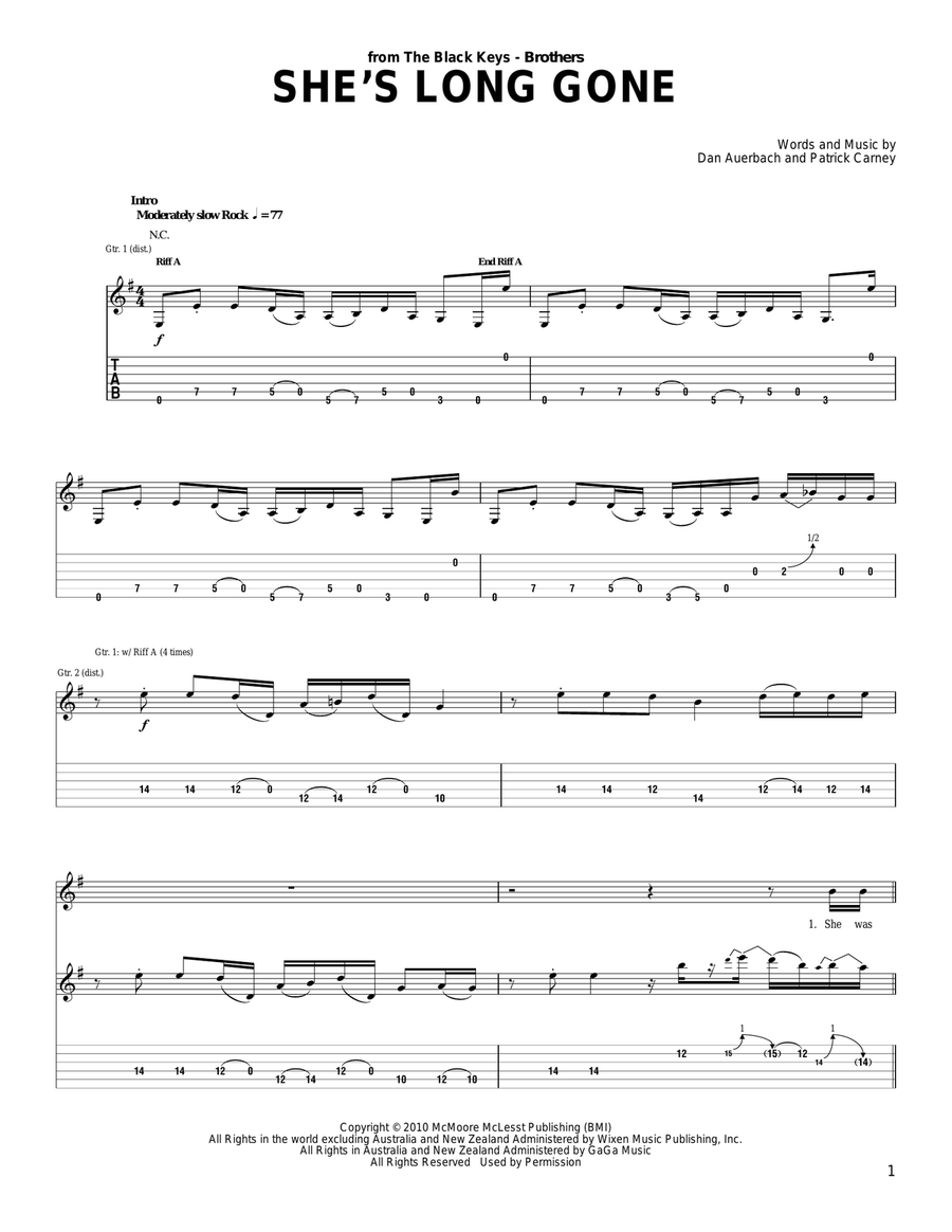 She's Long Gone Acoustic Guitar scores gallery preview page 1