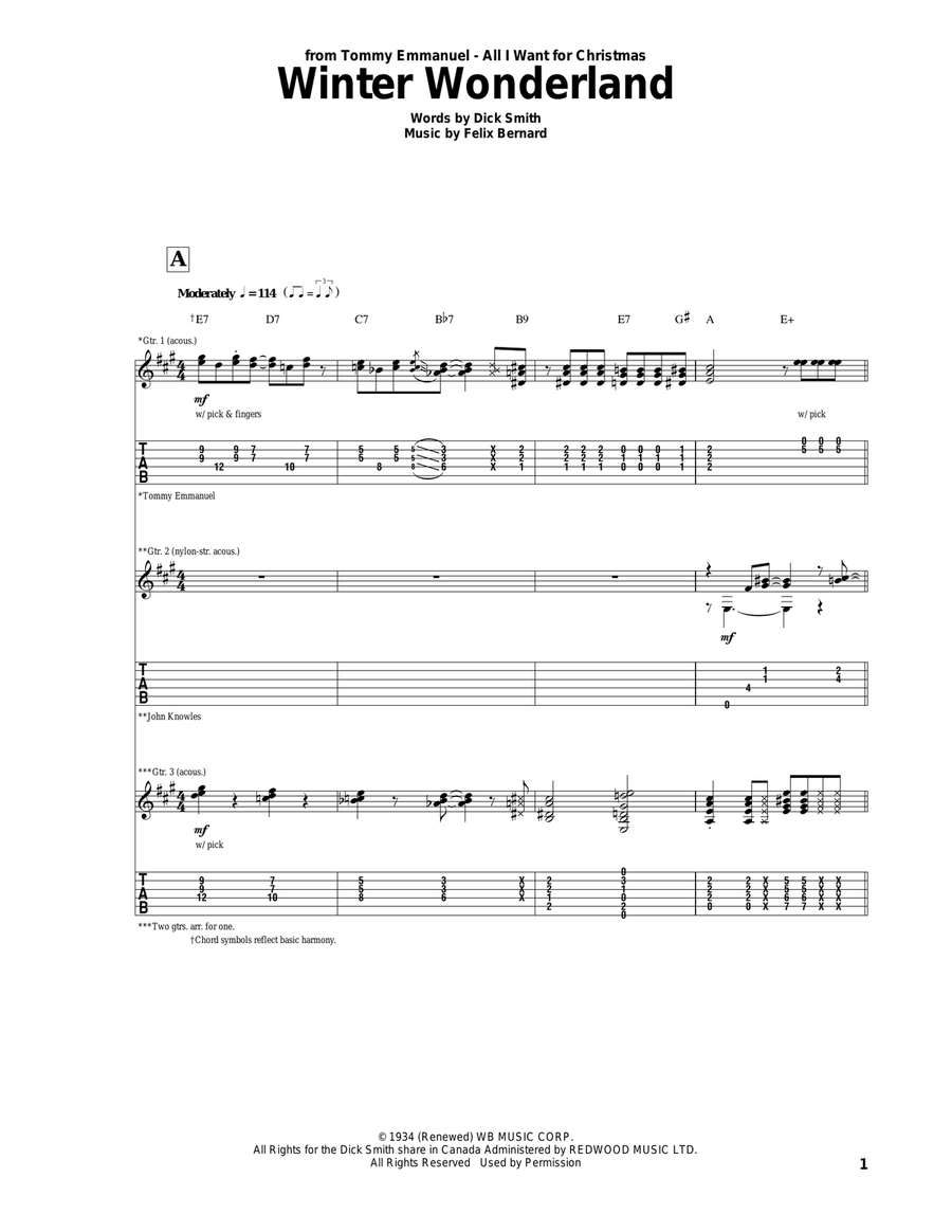 Winter Wonderland Guitar Tablature scores gallery preview page 1