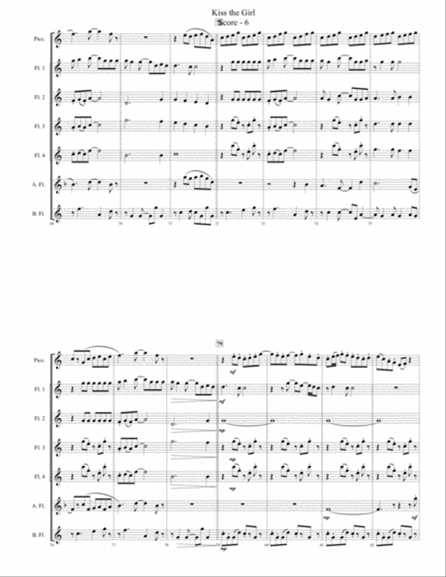 Kiss The Girl Flute Choir scores gallery preview page 6