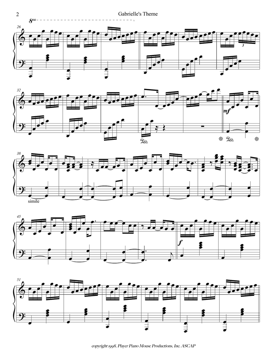 Gabrielle's Theme Piano Solo scores gallery preview page 2
