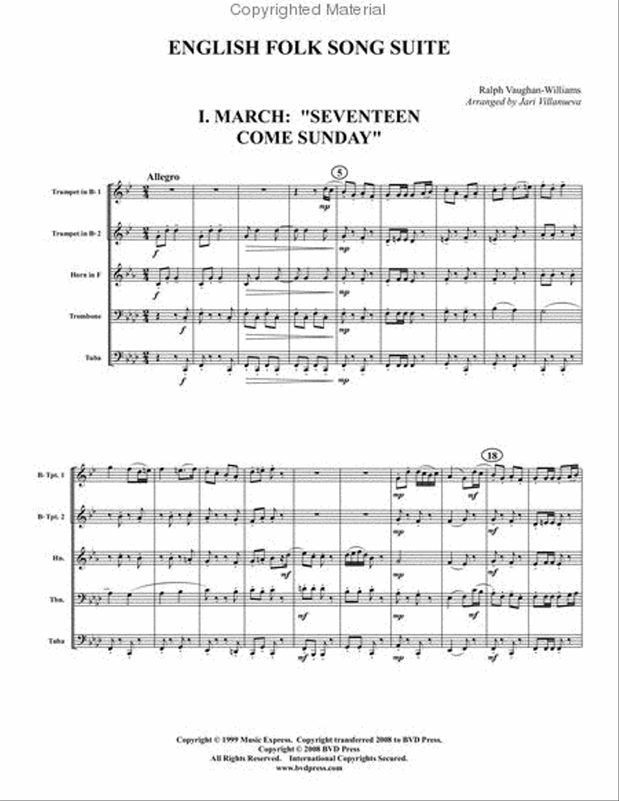 English Folk Song Suite Brass Quintet scores gallery preview page 2