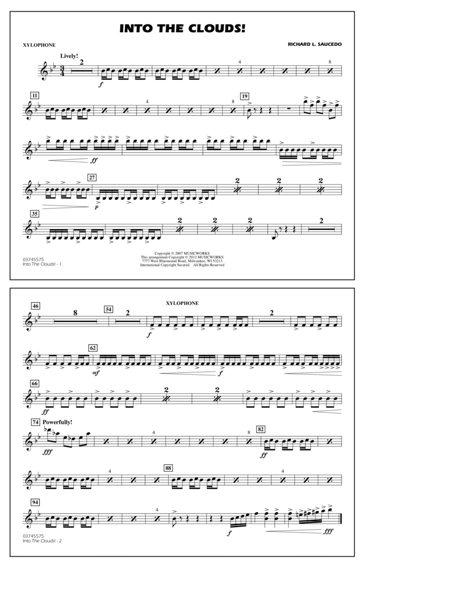 Into The Clouds! - Xylophone Marching Band scores gallery preview page 1