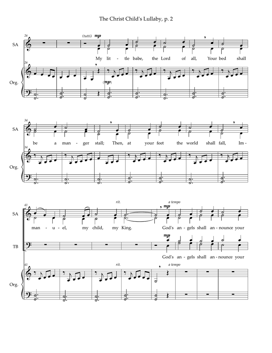 The Christ Child's Lullaby — SATB voices and organ 4-Part scores gallery preview page 3