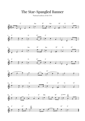 The Star Spangled Banner (National Anthem of the USA) - C Major