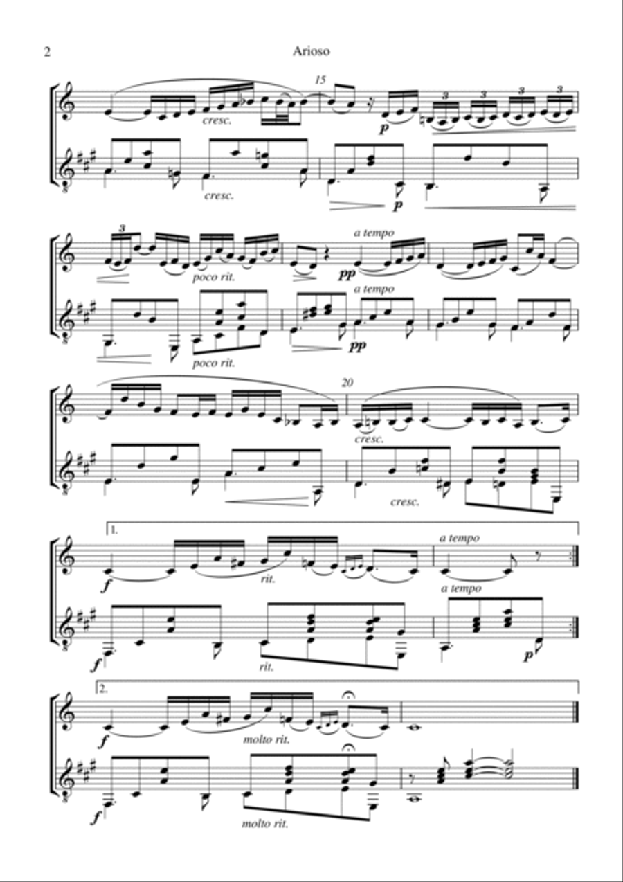 Arioso (Largo) from Cantata 156 for clarinet in Bb and guitar B-Flat Clarinet scores gallery preview page 2