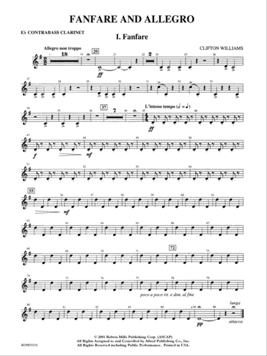 Fanfare and Allegro: E-flat Contrabass Clarinet Concert Band scores gallery preview page 1