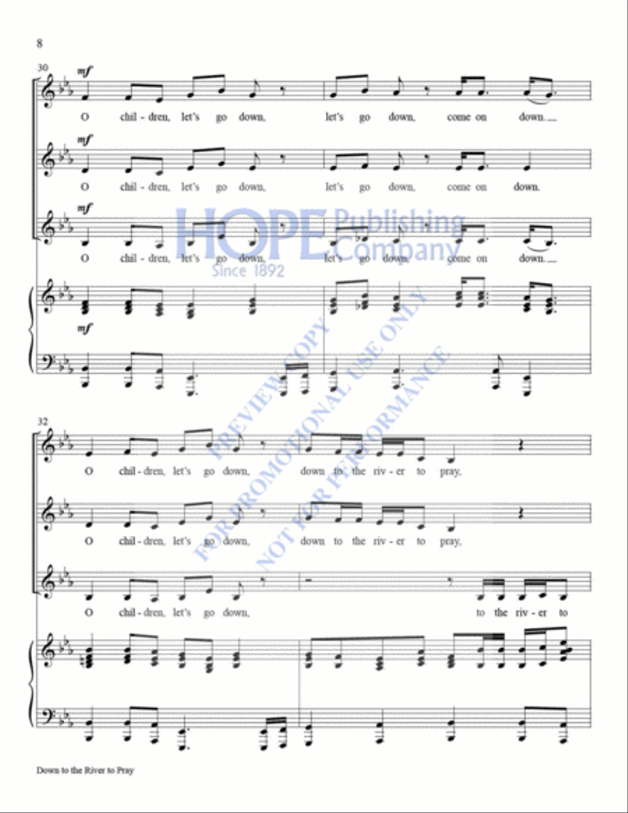 Down to the River to Pray with Lord, Listen to Your Children Voice scores gallery preview page 9