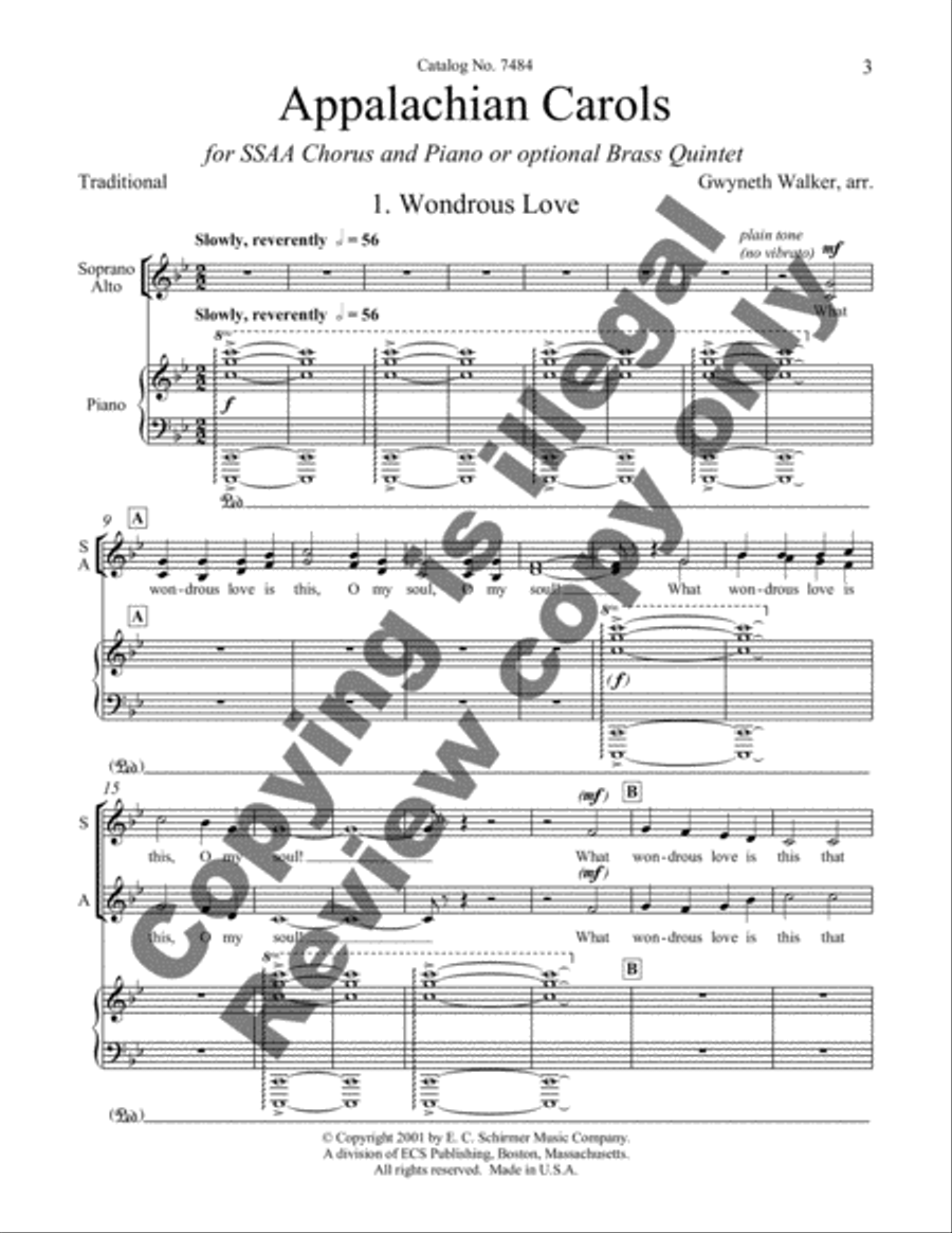 Appalachian Carols: 1. Wondrous Love SSAA scores gallery preview page 9
