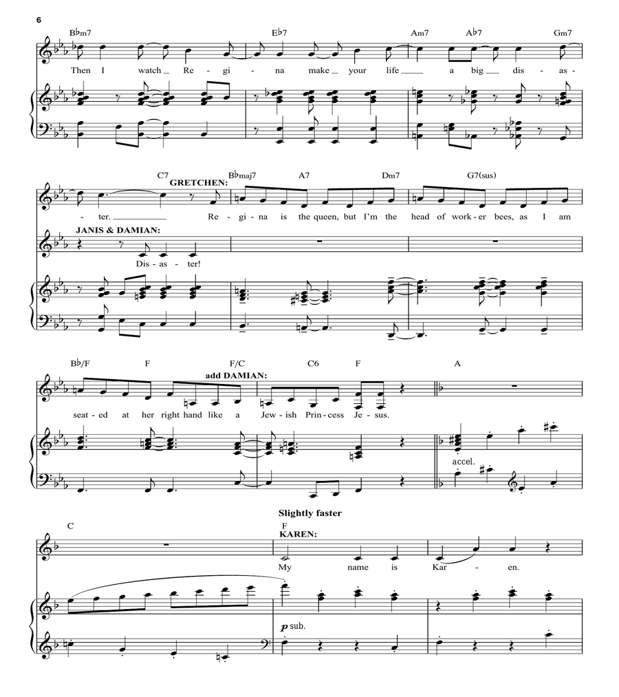 Meet The Plastics (from Mean Girls: The Broadway Musical) Voice scores gallery preview page 6