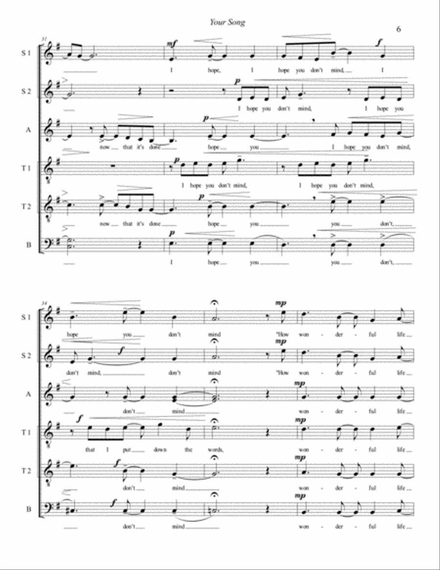 Your Song Divisi scores gallery preview page 6