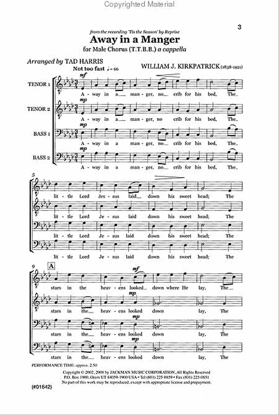 Away in a Manger - TTBB a cappella TTBB scores gallery preview page 2