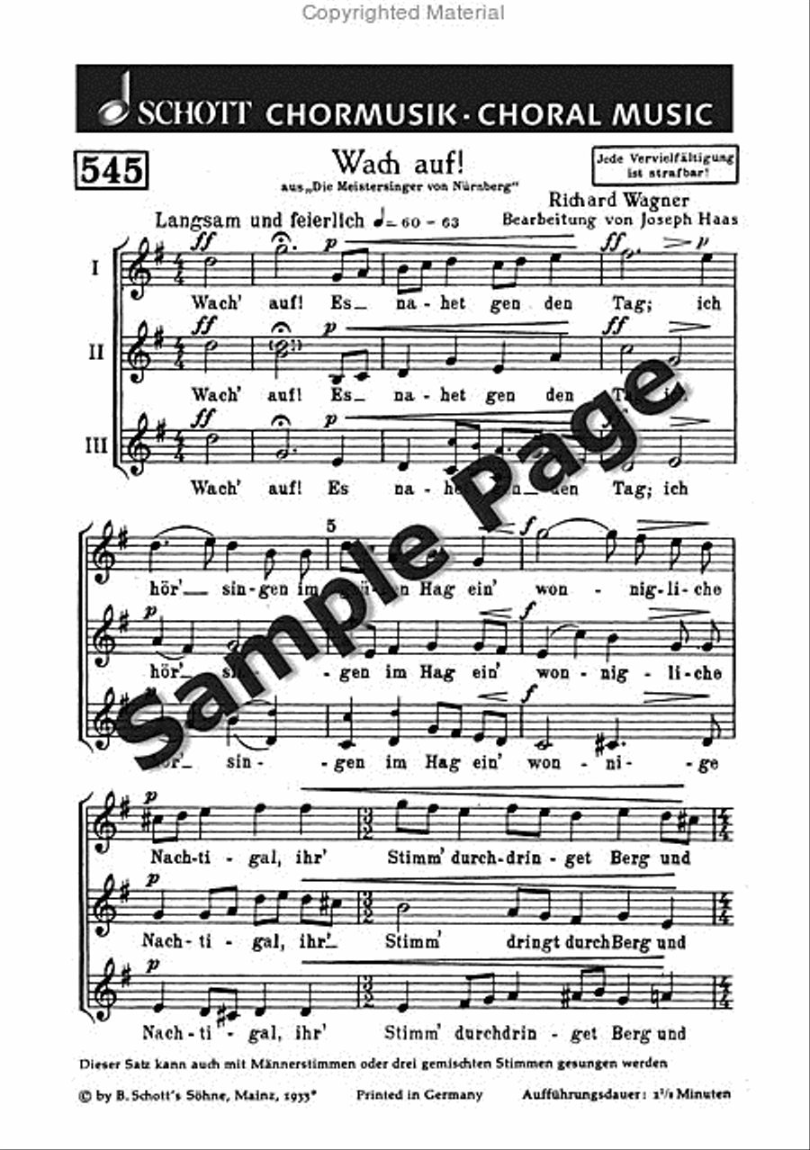 Wagner R Wach Auf Aus Meistersinger Women's Choir scores gallery preview page 2