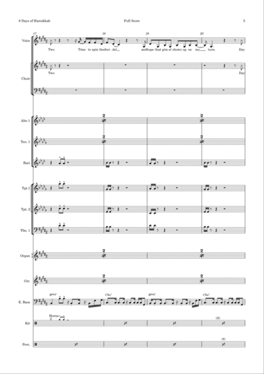 8 Days Of Hanukkah School and Community scores gallery preview page 5