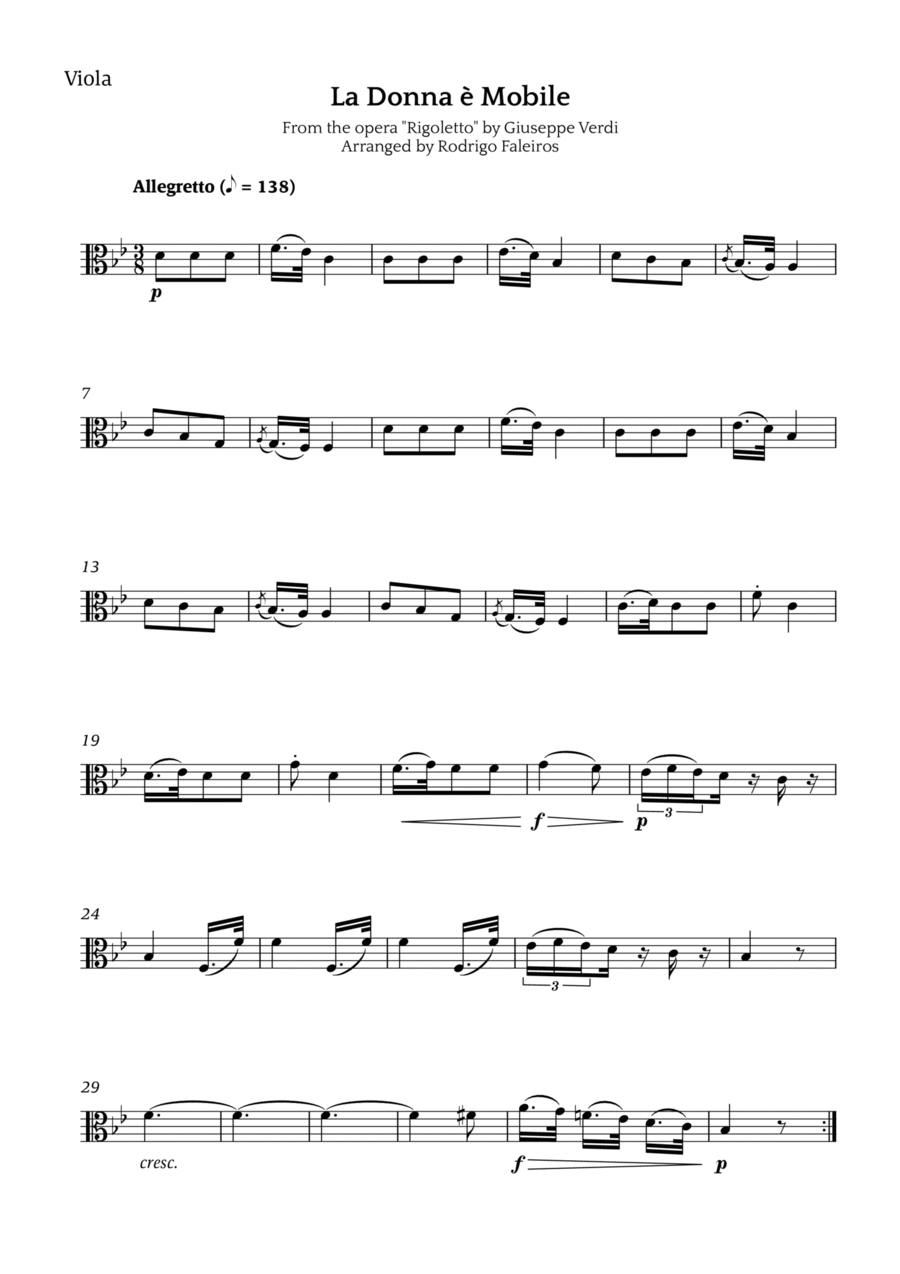 La Donna è Mobile Chamber Music scores gallery preview page 1