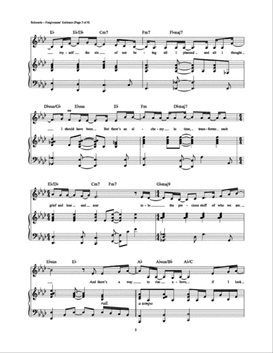 Forgiveness' Embrace Forgiveness' Embrace Piano, Vocal, Guitar scores gallery preview page 5