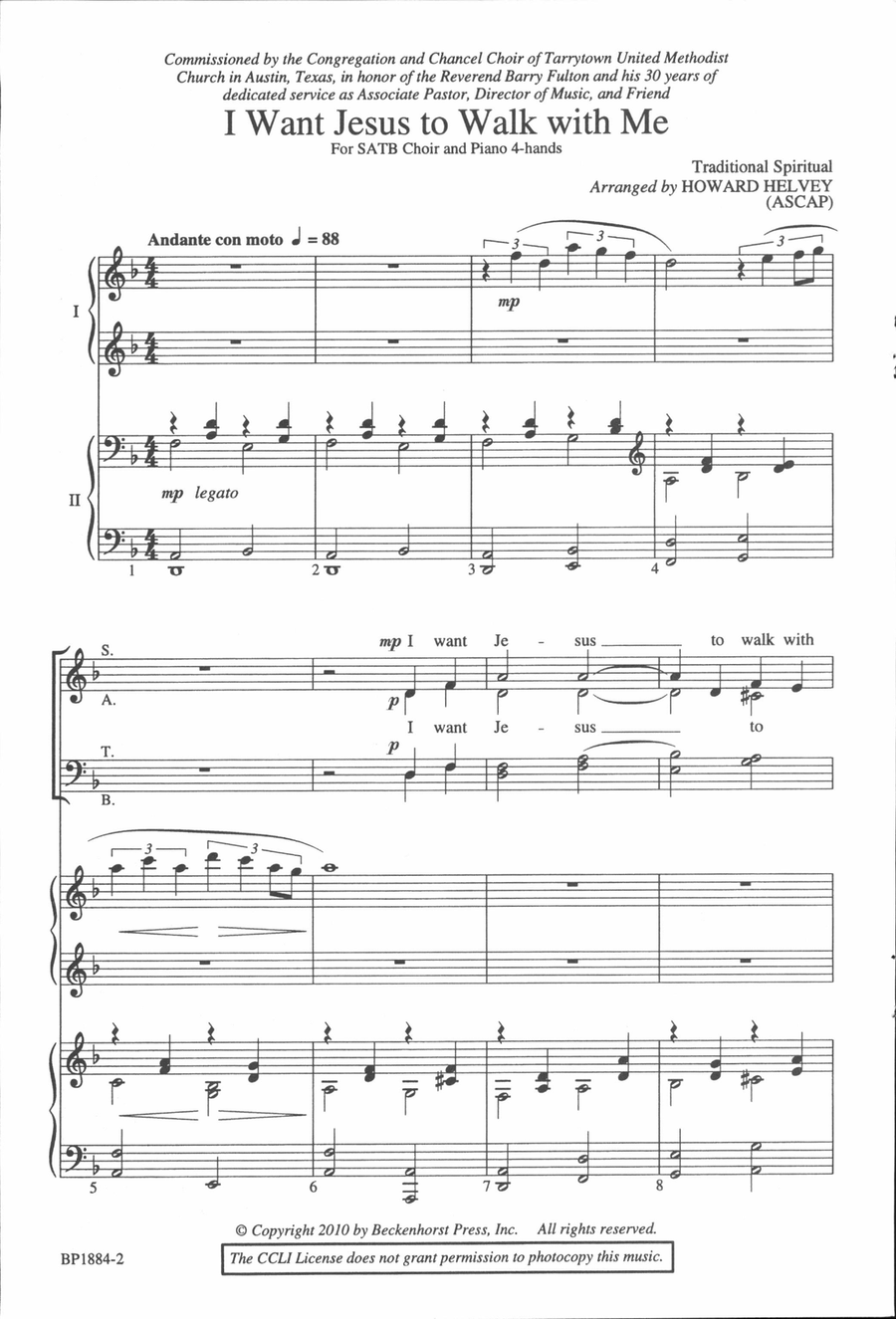 I Want Jesus to Walk with Me 4-Part scores gallery preview page 2