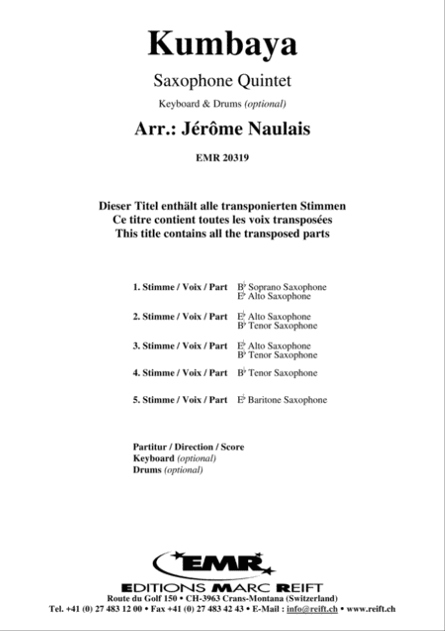 Kumbaya Saxophone Quintet scores gallery preview page 2