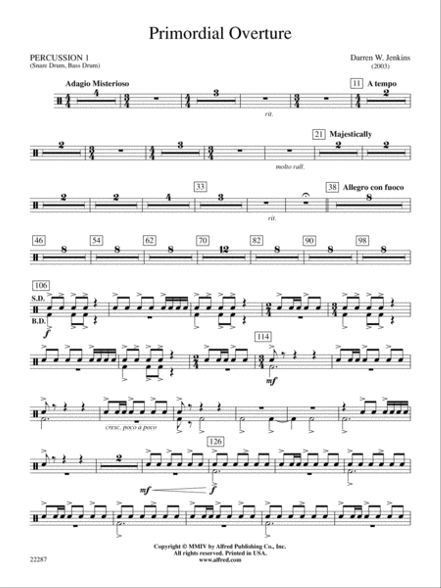 Primordial Overture: 1st Percussion Concert Band scores gallery preview page 1