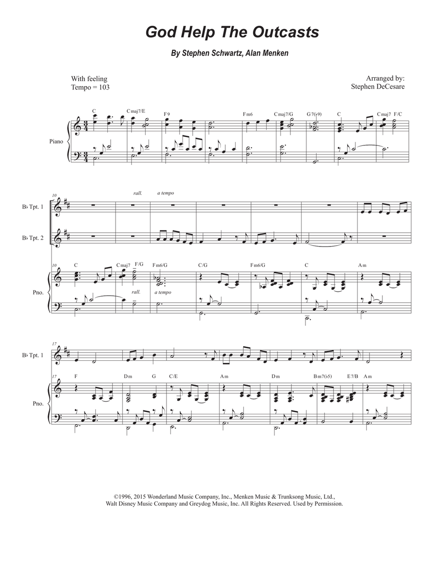 God Help The Outcasts Trumpet Duet scores gallery preview page 1