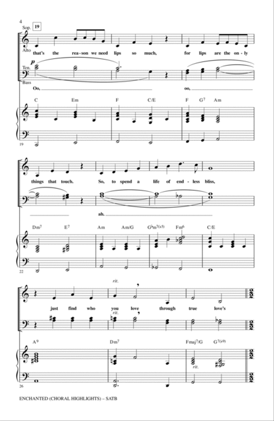 Enchanted (Choral Highlights) (arr. Alan Billingsley) 4-Part scores gallery preview page 3