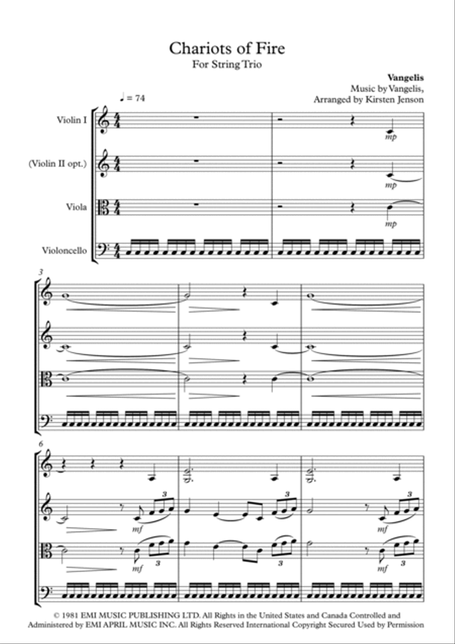 Chariots Of Fire String Trio scores gallery preview page 3