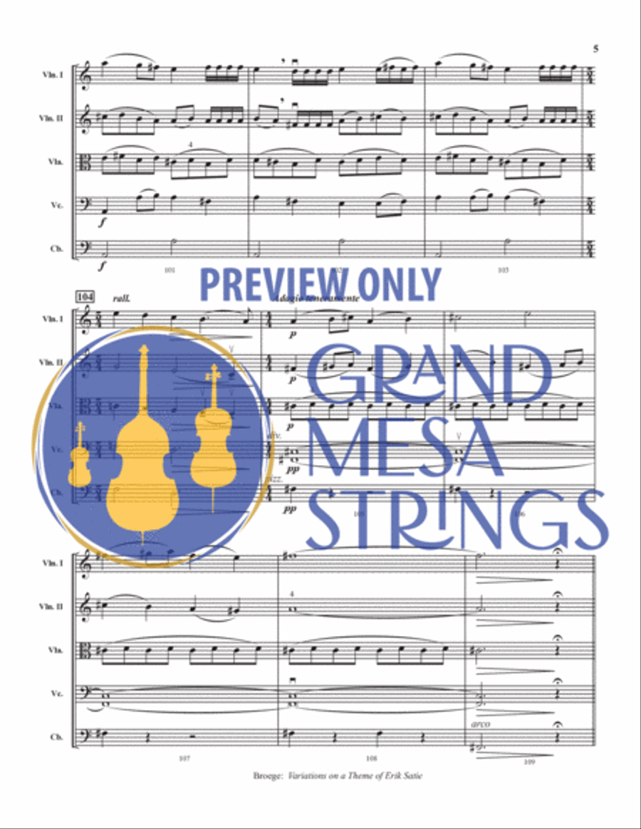 Variations on a Theme of Eric Satie String Orchestra scores gallery preview page 6