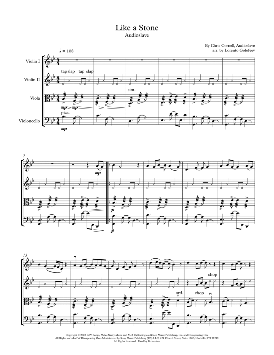 Like A Stone String Quartet scores gallery preview page 1