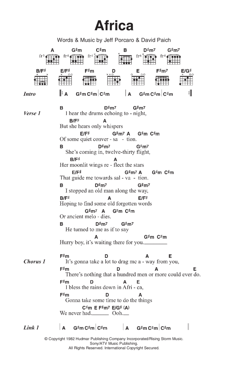 Africa Acoustic Guitar scores gallery preview page 1