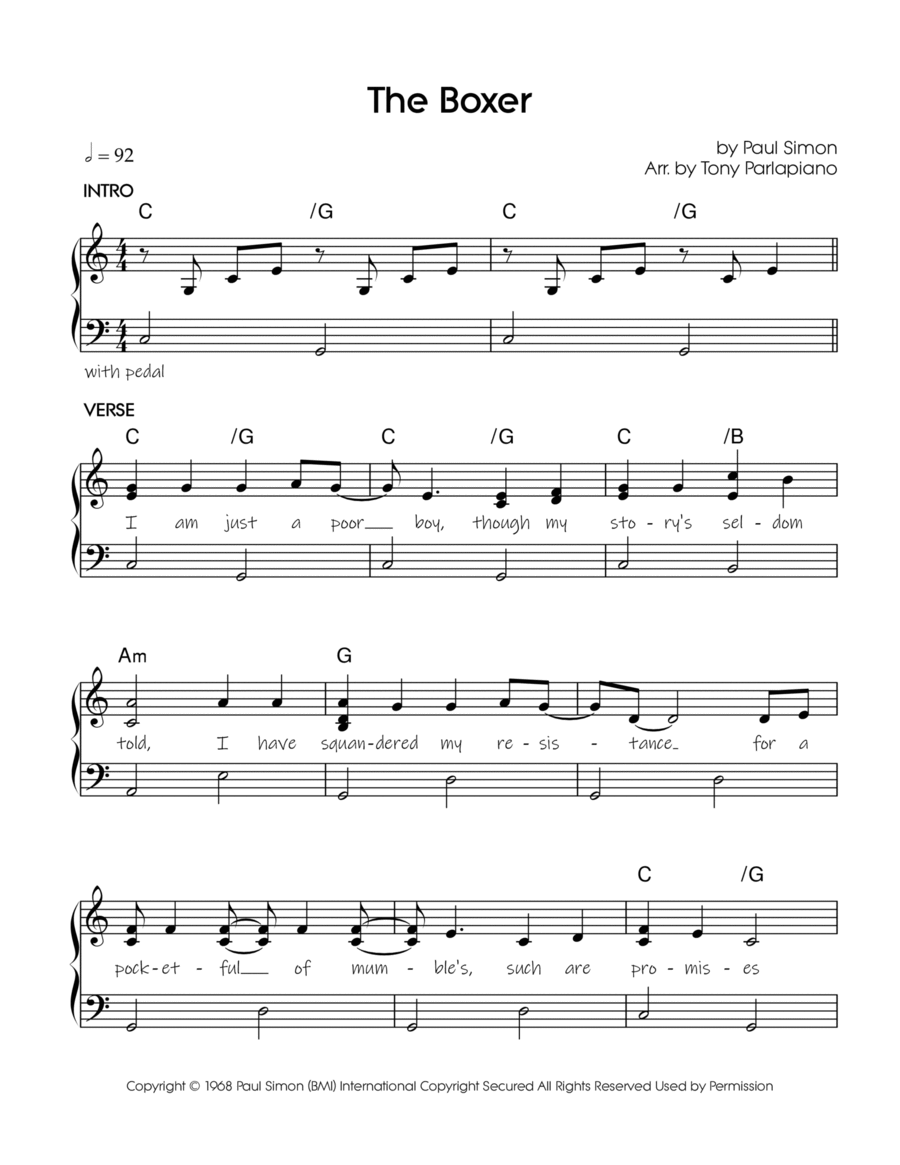 The Boxer Piano Solo scores gallery preview page 1