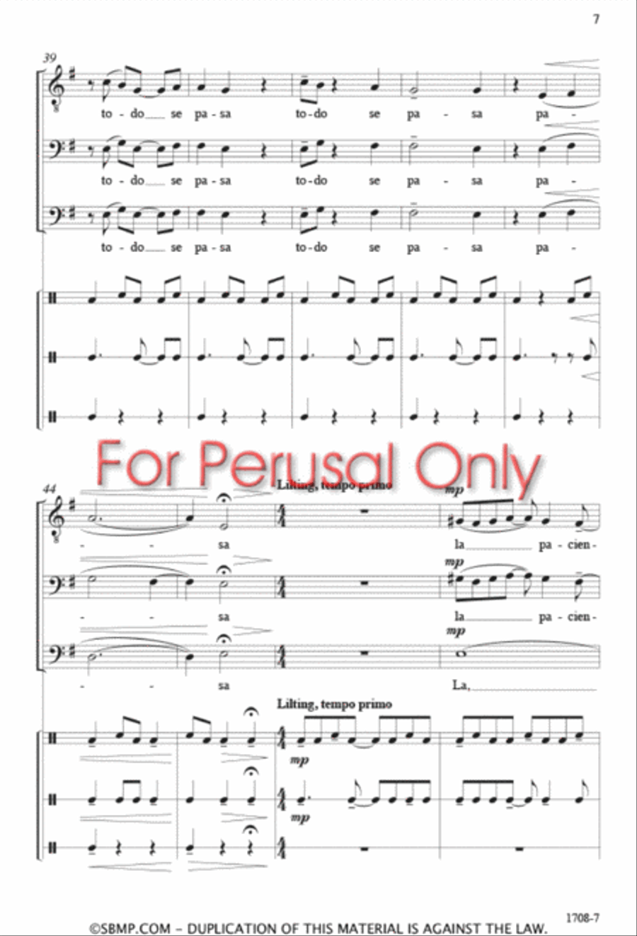 Nada Te Turbe - TBB 3-Part scores gallery preview page 6