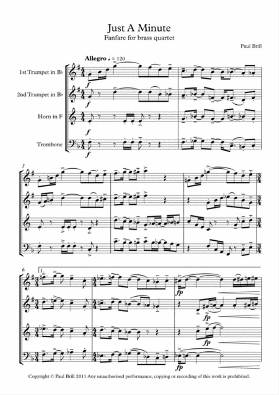 Just A Minute (Fanfare) Just A Minute (Fanfare) Brass Ensemble scores gallery preview page 2