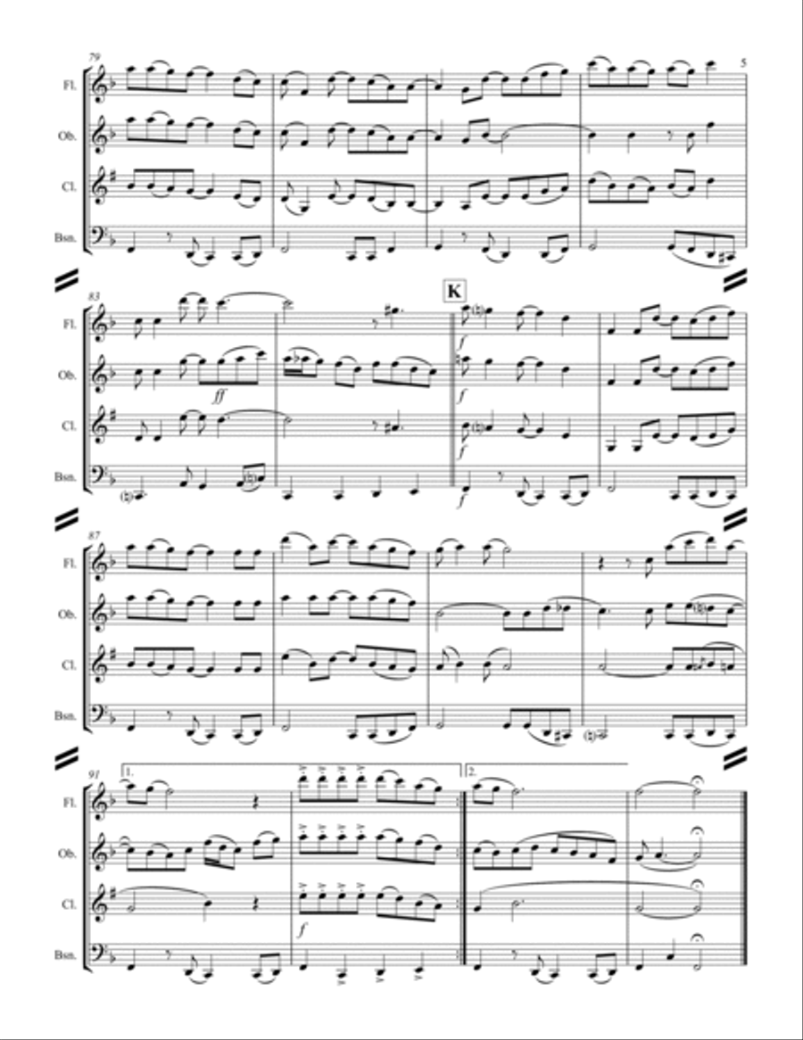 Friends In Low Places Woodwind Quartet scores gallery preview page 6