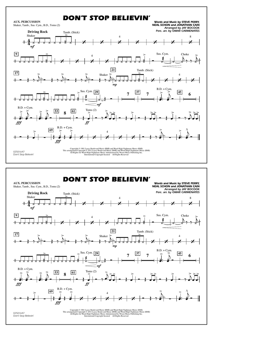 Don't Stop Believin' - Aux Percussion
