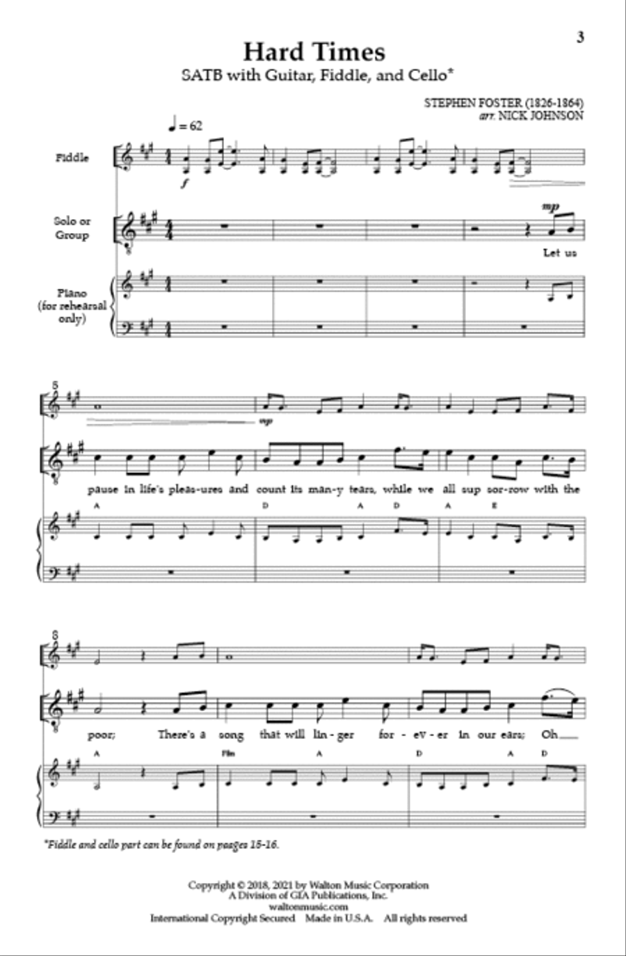 Hard Times (SATB) Hard Times (SATB) 4-Part scores gallery preview page 2