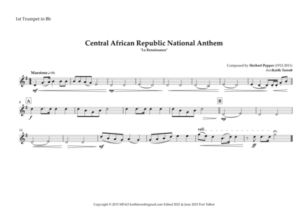 Central African Republic National Anthem for Brass Quintet image number null