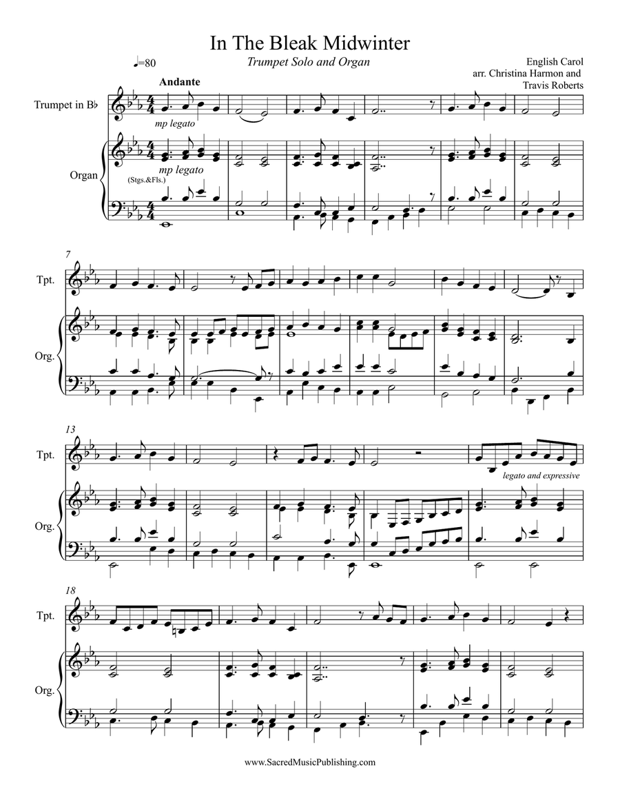 In the Bleak Midwinter - Trumpet and Organ Trumpet Duet scores gallery preview page 2